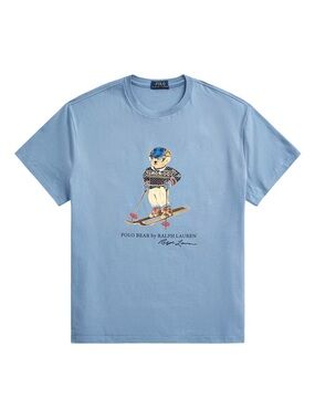 POLO Ralph Lauren Blue Ski Bear Graphic Short Sleeve Tee | Large | Classic Fit